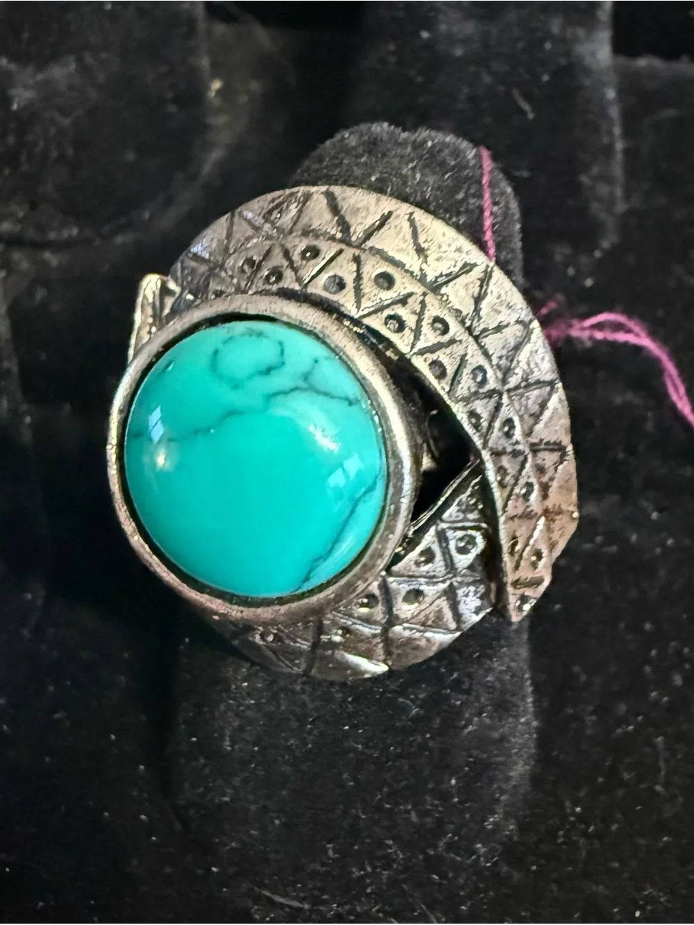 Turquoise Stone Statement Ring - Bright Blue Gem Accent